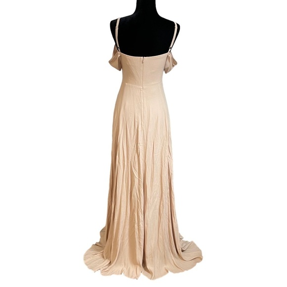 Reformation Poppy Maxi Dress Off Shoulder Gown. Champagne Nude Size 2 - Picture 15 of 16